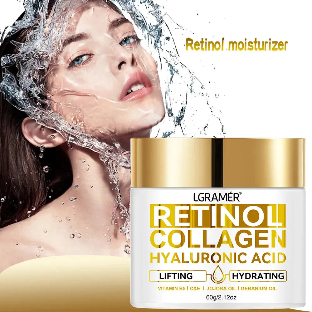 Retinol Moisturizing Cream with Collagen and Hyaluronic Acid for Wrinkle Reduction - Skin Care for Men and Women
