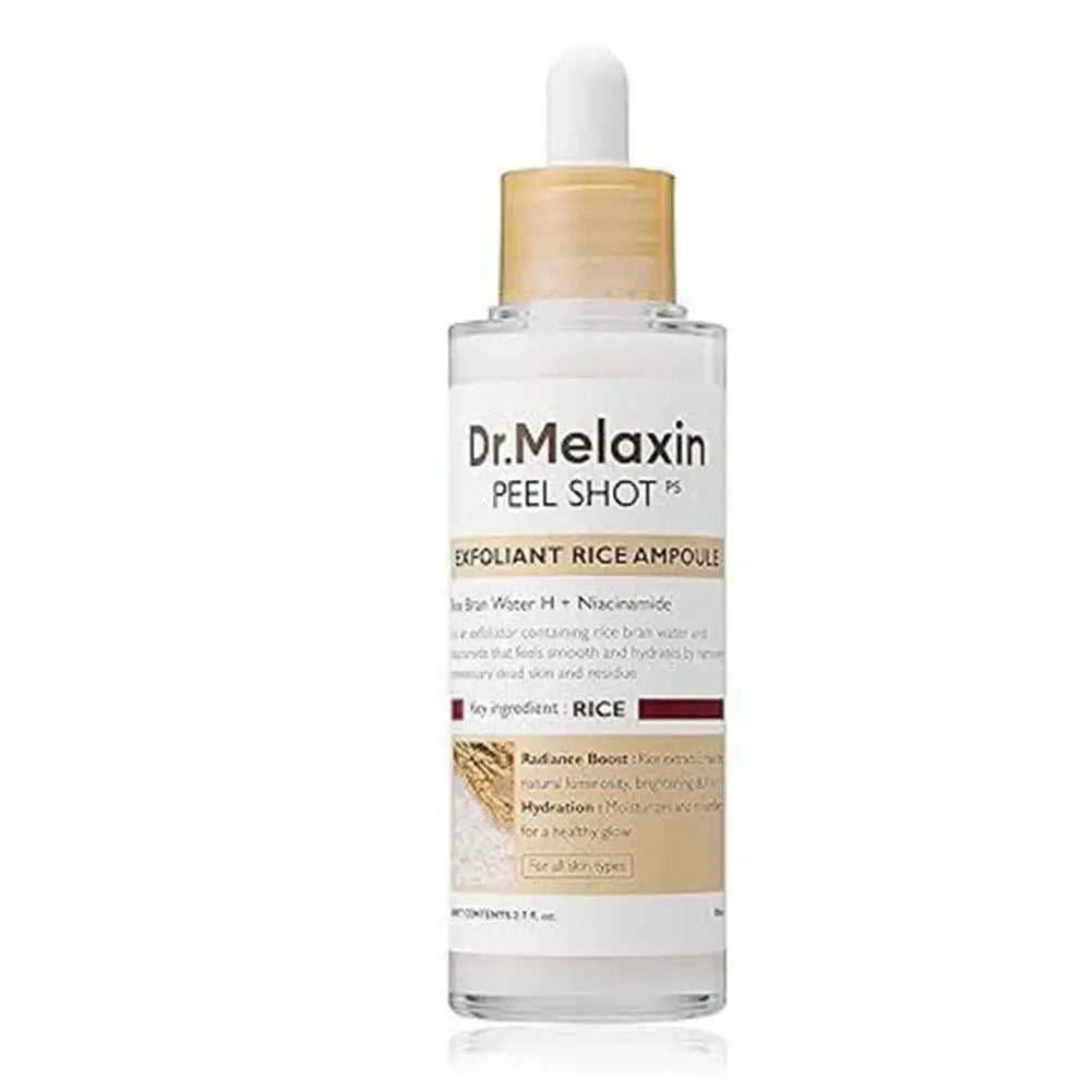 Dr. Melaxin Exfoliating Essence Peel Shot with White and Black Rice - Gentle Moisturizing Serum for Korean Skin Care