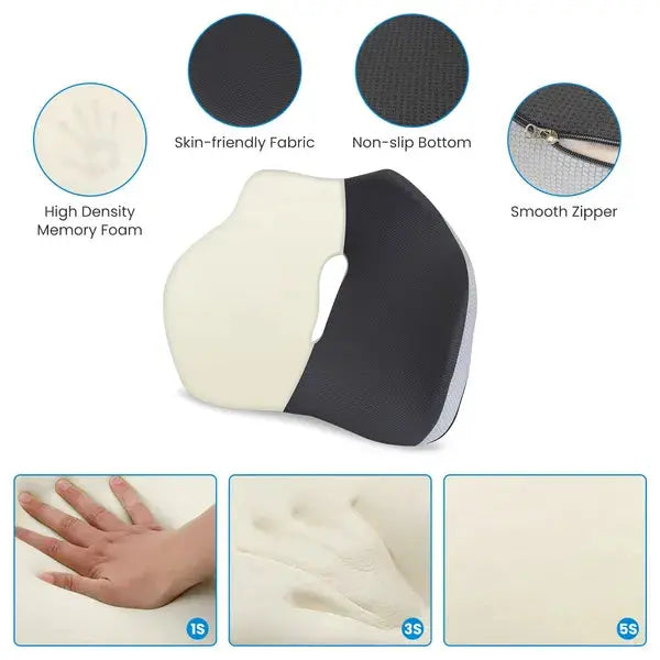 Ergonomic Memory Foam Seat Cushion For Home Office Car Wheelchair Airplane Wavestock.us