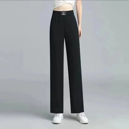 2025 High-Waist Wide-Leg Red Trousers for Women - Lightweight, Drapey Summer Casual Pants with Comfortable Fit