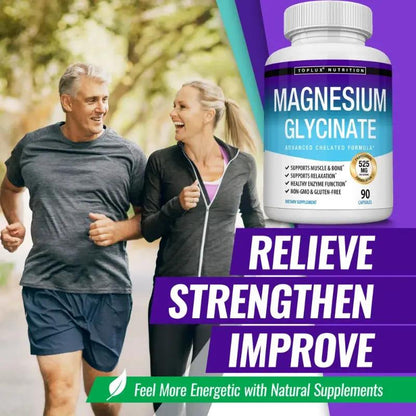 Magnesium Glycinate Complex for Enhanced Absorption, Promoting Muscle Relaxation and Recovery, Maximum Bioavailability, 90 Capsules