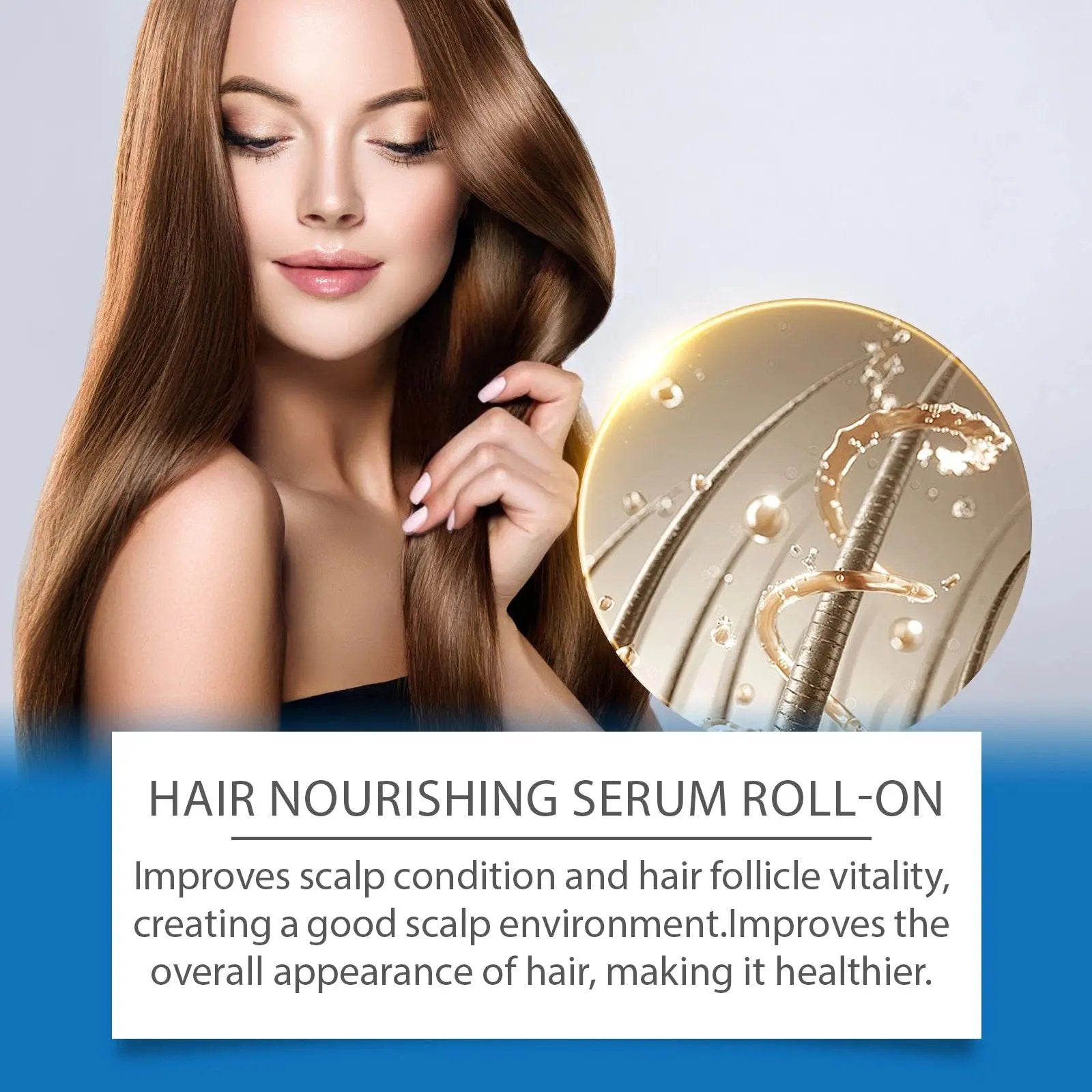 Premium Hair Growth Serum for Follicle Nourishment and Scalp Health - Essential Oil Roller for Smoothing Dry and Frizzy Hair