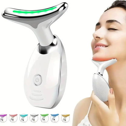 Revitalize Your Skin with the 7LED Color Vibrating Neck and Face Massager - Portable USB Charging Beauty Device