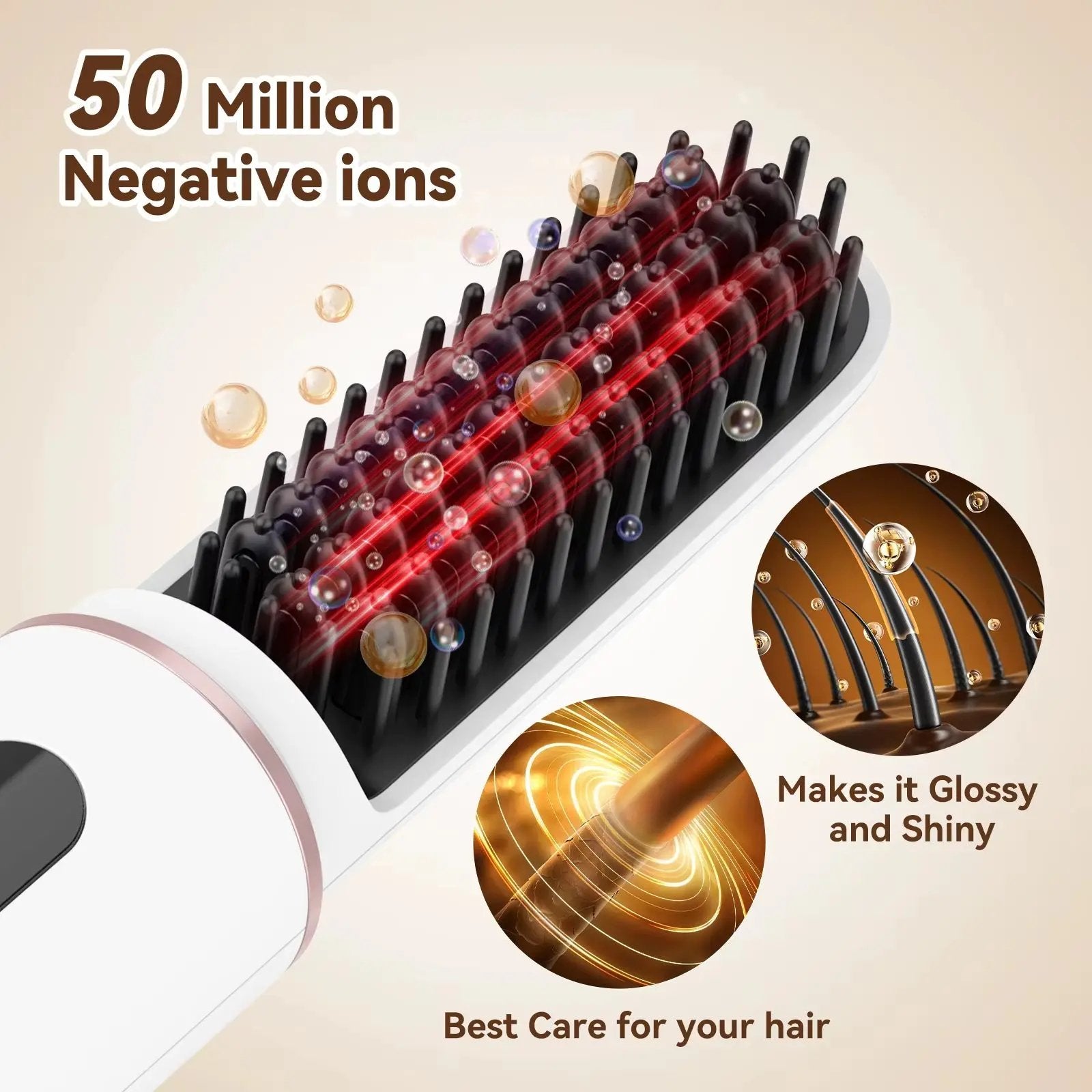 Cordless Ionic Hair Straightener and Beard Brush - Fast Heating Multifunctional Wireless Hot Comb