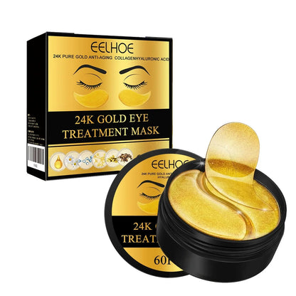 60PCS 24K Gold Eye Masks for Dark Circle Reduction and Eye Bag Treatment - Moisturizing and Firming Eye Patches for Skin Care