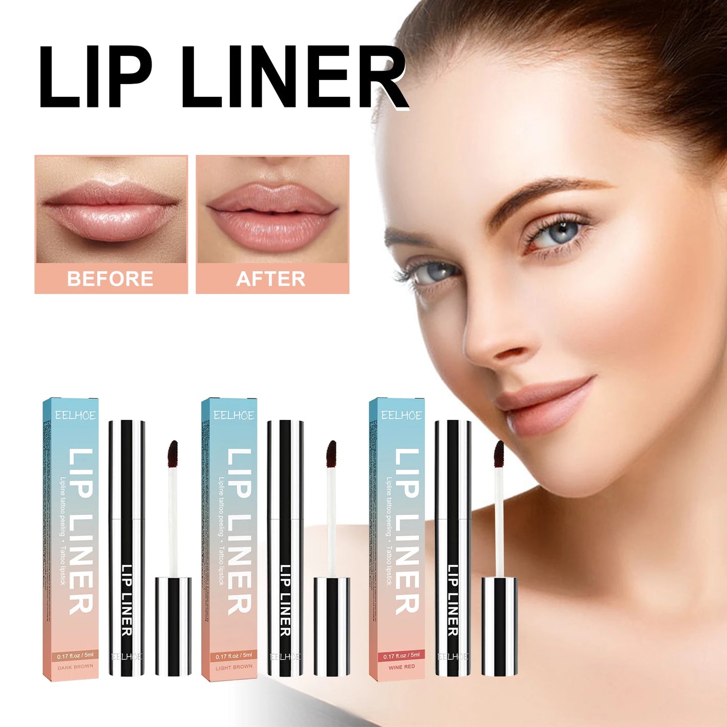LIP LINER STAY-N - Peel-Off Lip Liner Stain - All Day & Night Lipliner with Hyaluronic Acid & Vitamin E - Long Lasting Formula