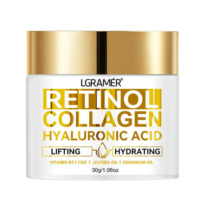 Retinol Moisturizing Cream with Collagen and Hyaluronic Acid for Wrinkle Reduction - Skin Care for Men and Women