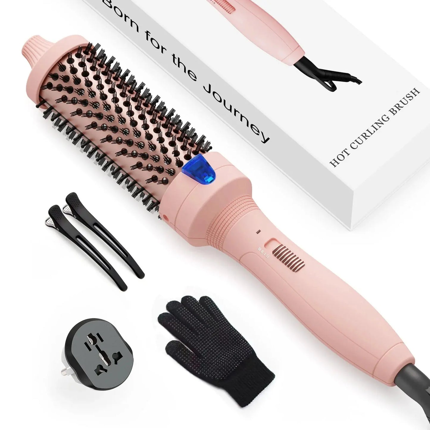 1.5-Inch Negative Ion Heated Round Brush for Professional Blowout Styling and Versatile Curling and Straightening - Ideal for Travel