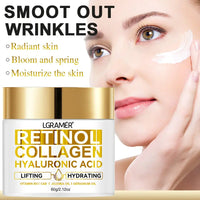 Retinol Moisturizing Cream with Collagen and Hyaluronic Acid for Wrinkle Reduction - Skin Care for Men and Women