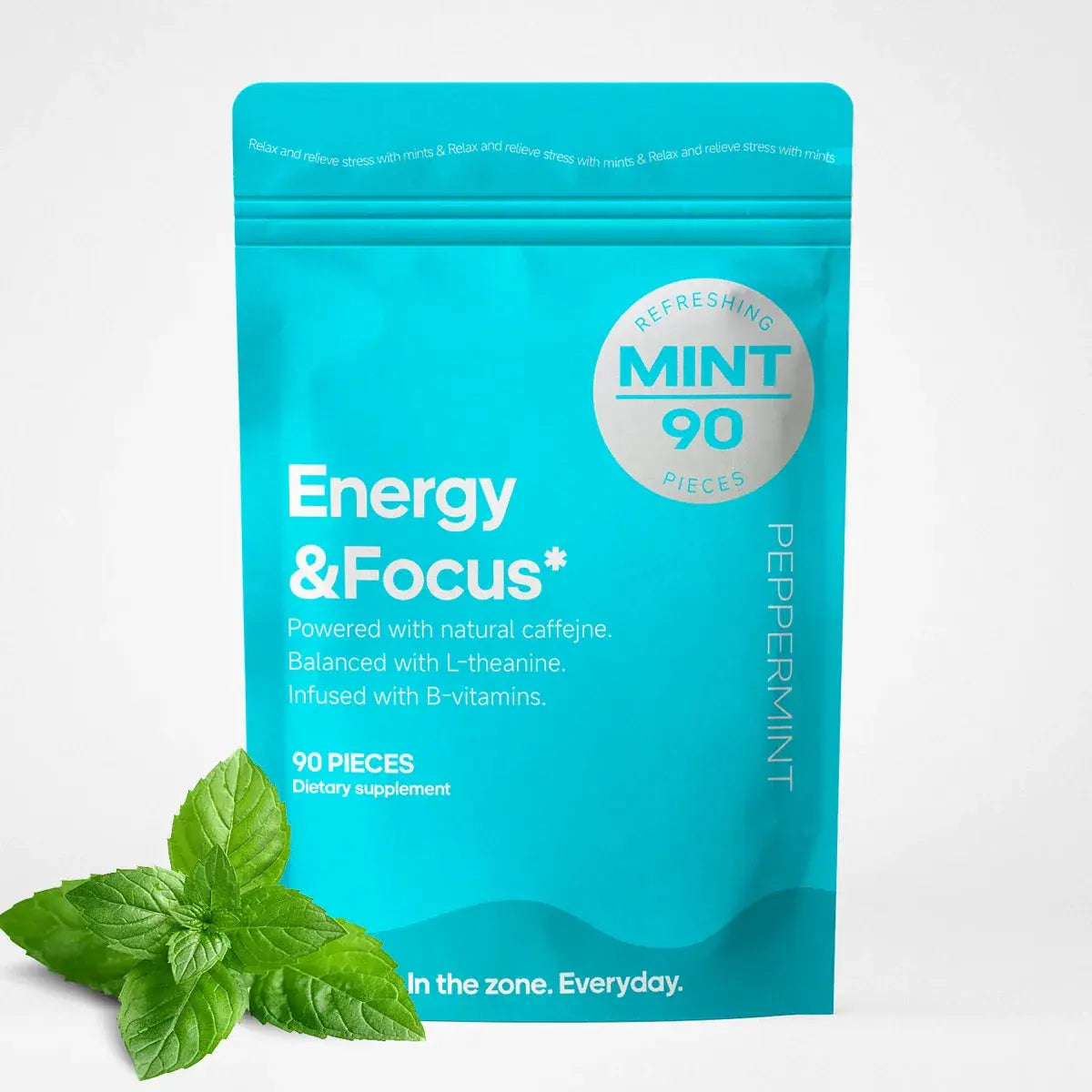 Energy Caffeine Mints (90 Pieces) - Sugar Free with L-Theanine + Natural Caffeine + Vitamin B12 & B6 - Nootropic Energy & Focus