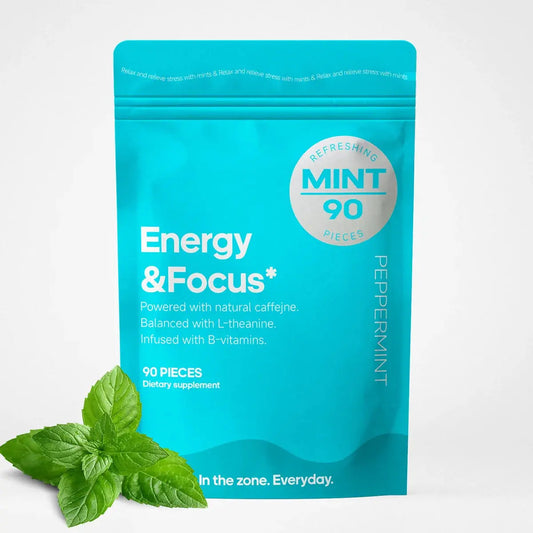 Energy Caffeine Mints (90 Pieces) - Sugar Free with L-Theanine + Natural Caffeine + Vitamin B12 & B6 - Nootropic Energy & Focus