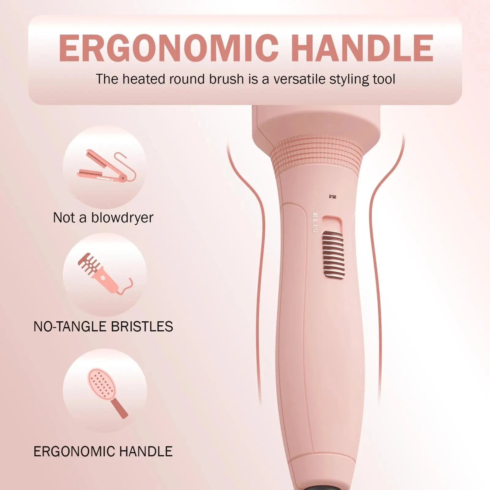 1.5-Inch Negative Ion Heated Round Brush for Professional Blowout Styling and Versatile Curling and Straightening - Ideal for Travel