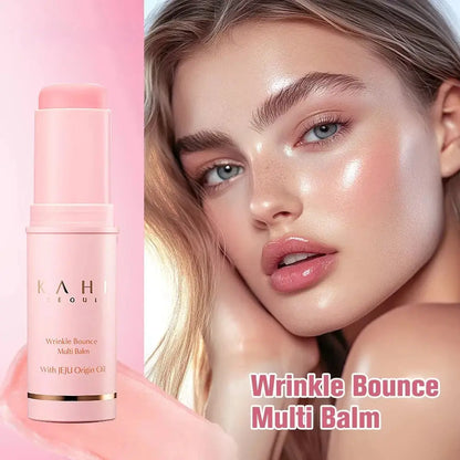 Korean Wrinkle Bounce Multi Balm: All-in-One Hydrating Moisturizer Stick for Face, Lips, Eyes, and Neck