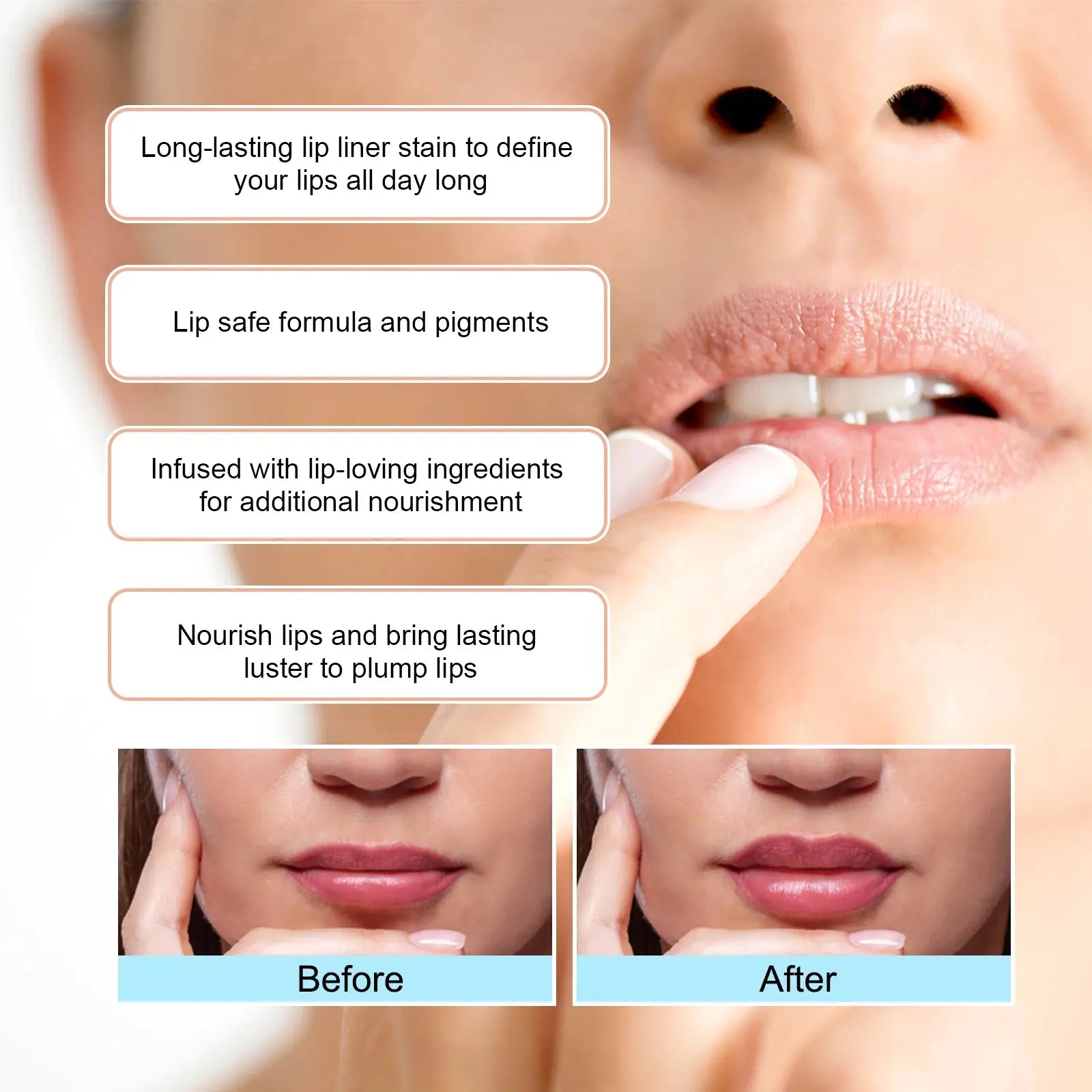 Long-Lasting Lip Liner Stain with Nourishing Formula for Plump, Luscious Lips