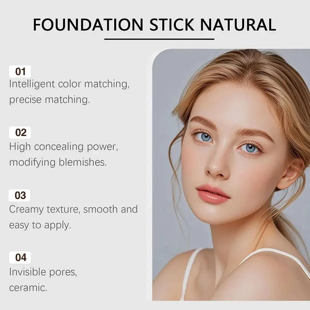 Color Changing Foundation and Concealer Stick with Dual-Ended Brush - Lightweight, Moisturizing Brightening Cosmetics