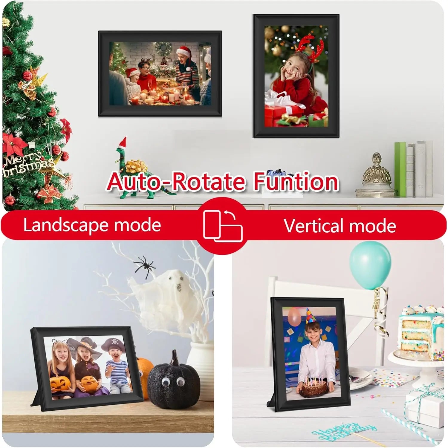 SSA 10.1-Inch Digital Picture Frame with 32GB Storage, WiFi Connectivity, IPS Touch Screen, and Auto-Rotate Feature
