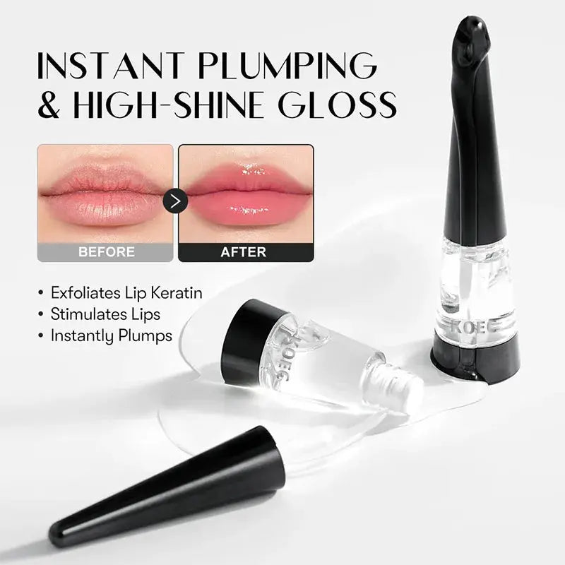 Reedle Shot Lip Plumper Oil - Hydrating and Volumizing Clear High-Shine Lip Gloss with Microneedling Effect for Long-Lasting Moisture
