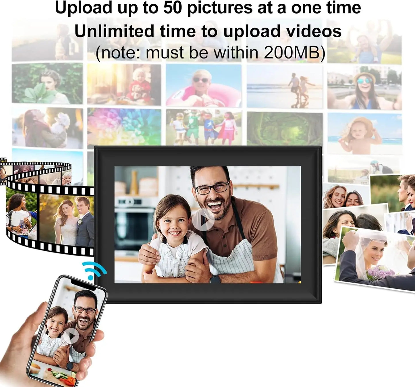 SSA 10.1-Inch Digital Picture Frame with 32GB Storage, WiFi Connectivity, IPS Touch Screen, and Auto-Rotate Feature