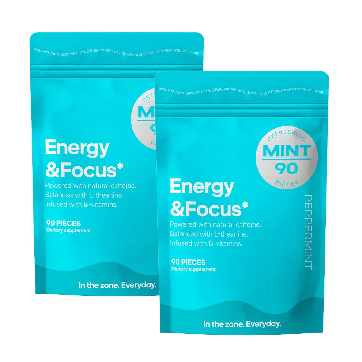 Energy Caffeine Mints (90 Pieces) - Sugar Free with L-Theanine + Natural Caffeine + Vitamin B12 & B6 - Nootropic Energy & Focus