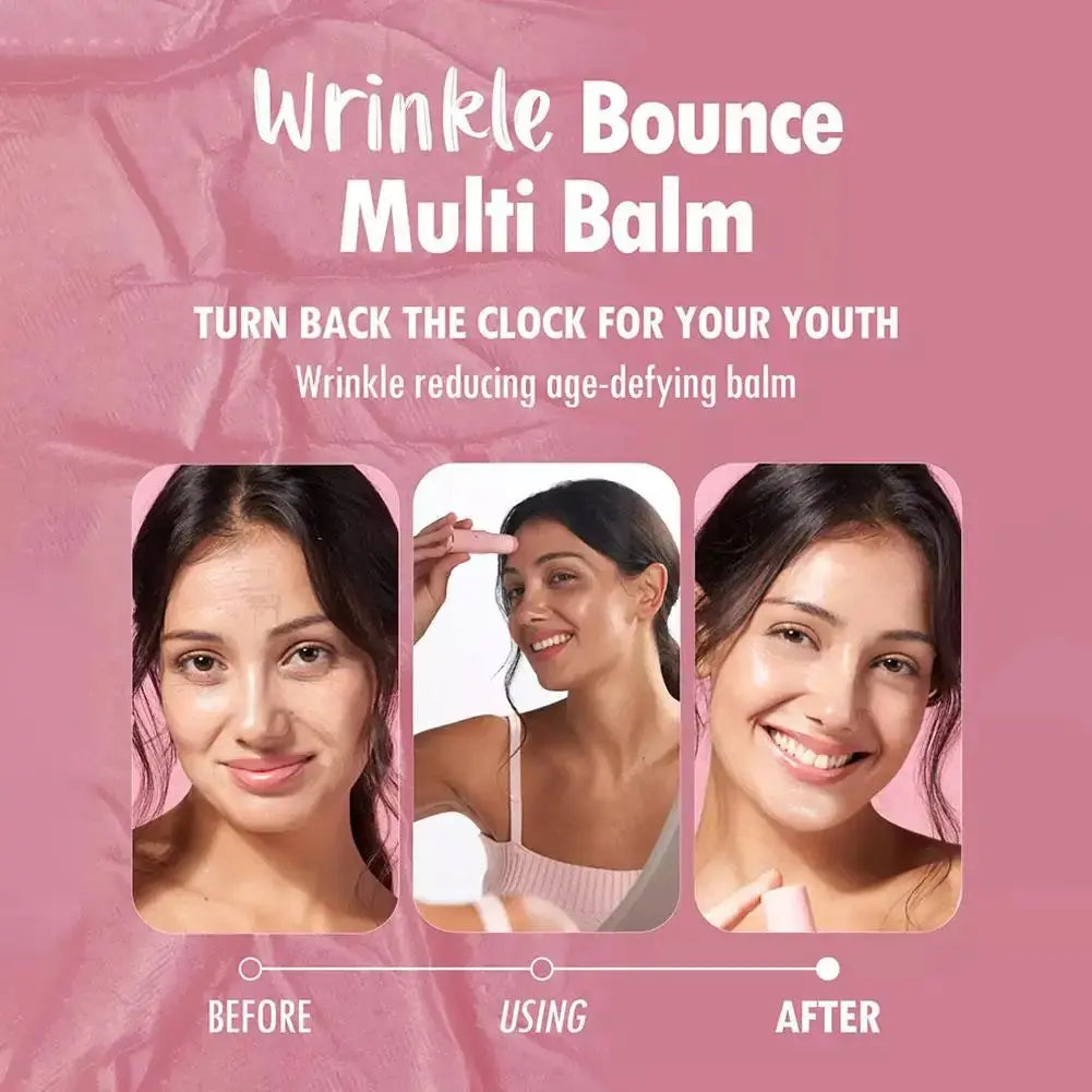 Korean Wrinkle Bounce Multi Balm: All-in-One Hydrating Moisturizer Stick for Face, Lips, Eyes, and Neck