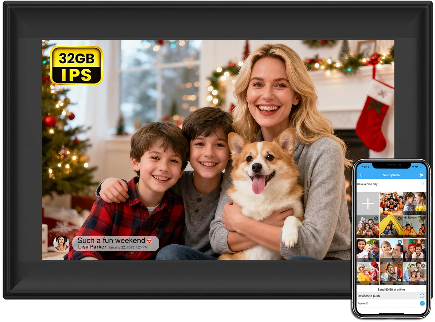 SSA 10.1-Inch Digital Picture Frame with 32GB Storage, WiFi Connectivity, IPS Touch Screen, and Auto-Rotate Feature