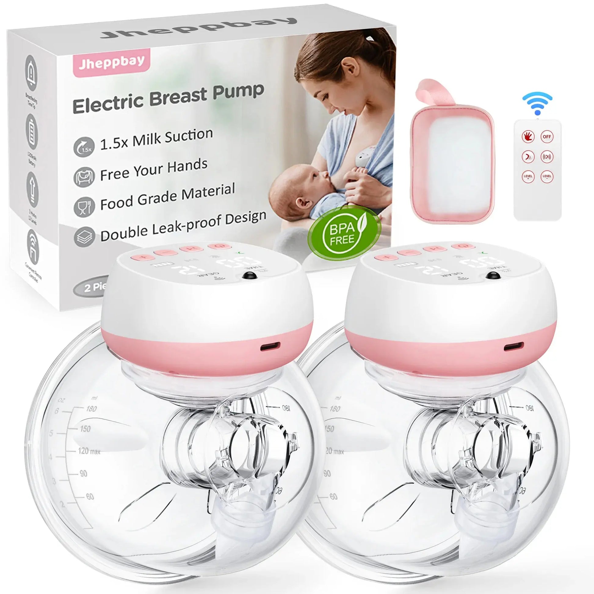 2-Pack Electric Wearable Breast Pump - Silent, Painless Automatic Milk Extractor with Comfort Features and 1200mAh USB Rechargeable Battery