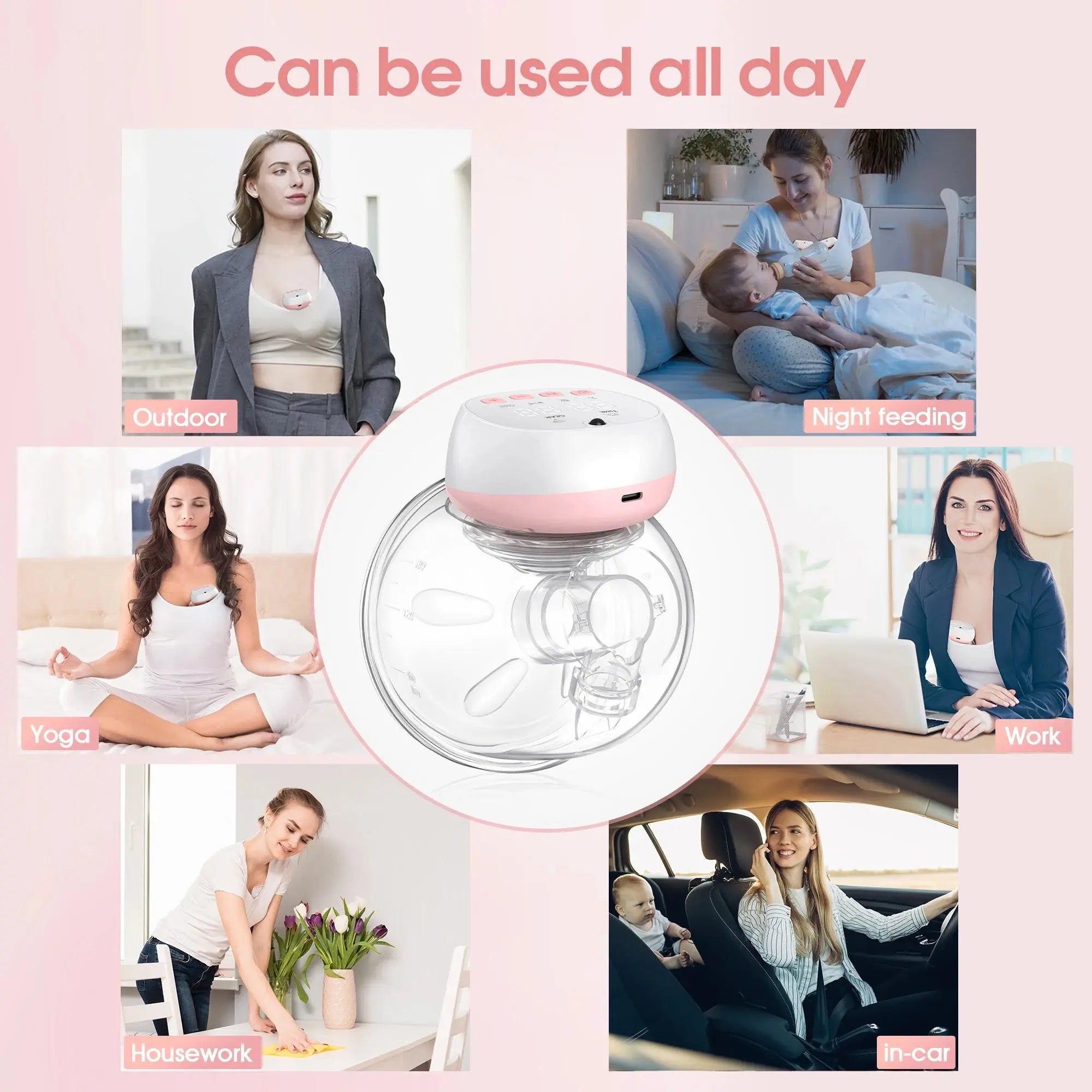 2-Pack Electric Wearable Breast Pump - Silent, Painless Automatic Milk Extractor with Comfort Features and 1200mAh USB Rechargeable Battery