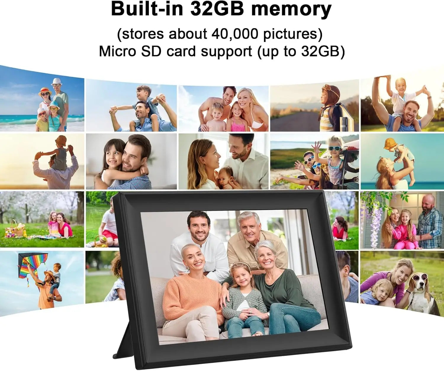 SSA 10.1-Inch Digital Picture Frame with 32GB Storage, WiFi Connectivity, IPS Touch Screen, and Auto-Rotate Feature