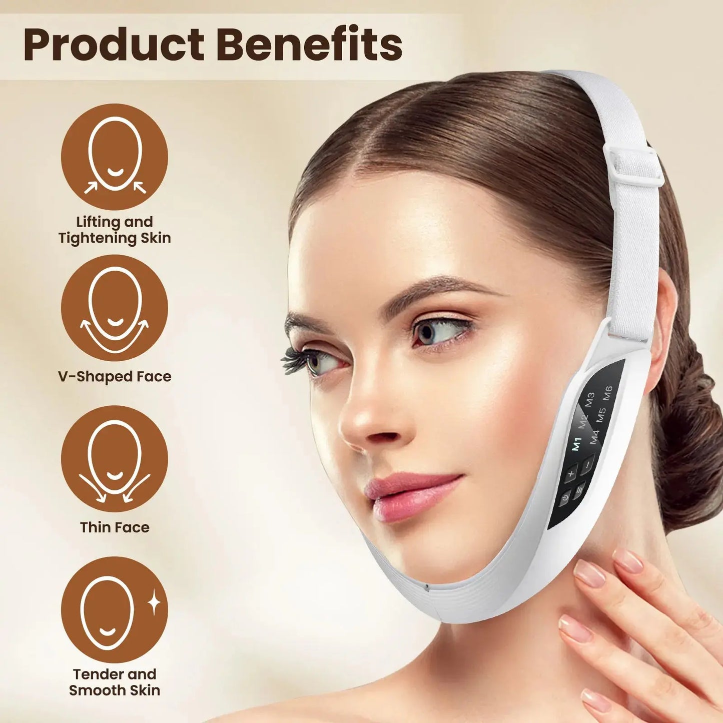 Transform Your Skin with the Electric V-Face Lifting Beauty Device: 6 Modes & 8 Levels of EMS Micro-Current for Ultimate Firming and Double Chin Reduction