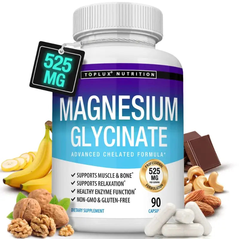Magnesium Glycinate Complex for Enhanced Absorption, Promoting Muscle Relaxation and Recovery, Maximum Bioavailability, 90 Capsules