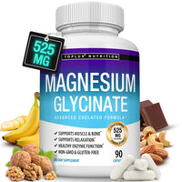 Magnesium Glycinate Complex for Enhanced Absorption, Promoting Muscle Relaxation and Recovery, Maximum Bioavailability, 90 Capsules
