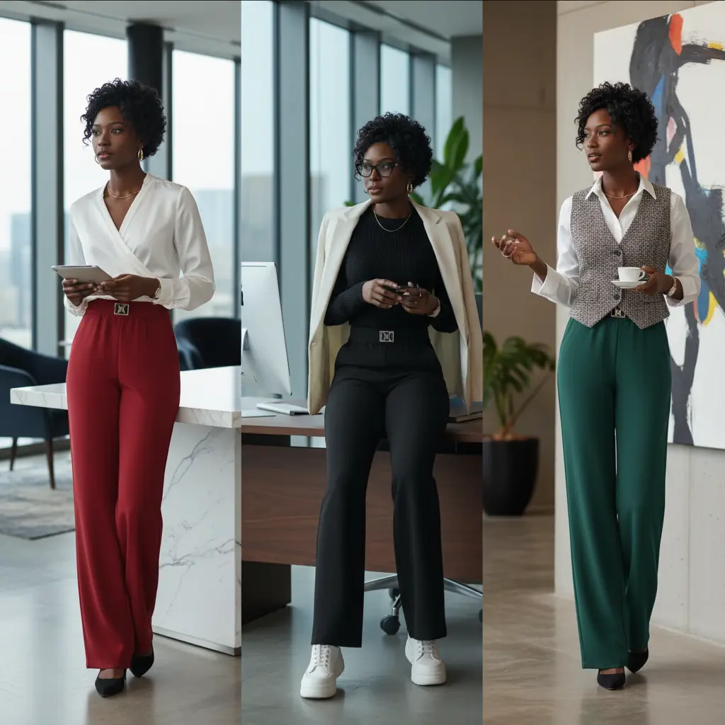 2025 High-Waist Wide-Leg Red Trousers for Women - Lightweight, Drapey Summer Casual Pants with Comfortable Fit GopickMart